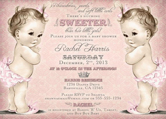 etsy twin baby shower invitations