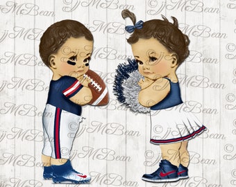 Football Player Baby Cheerleader Baby clipart Patriots png instant download