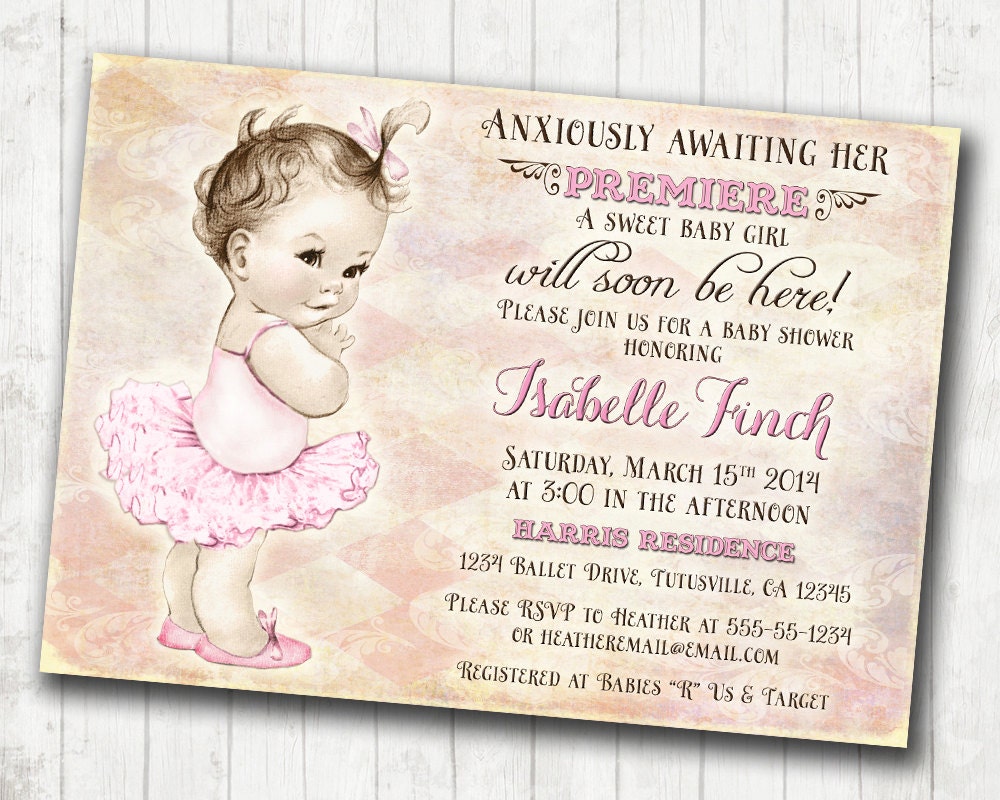 Baby Shower Invitation Tutu Ballerina