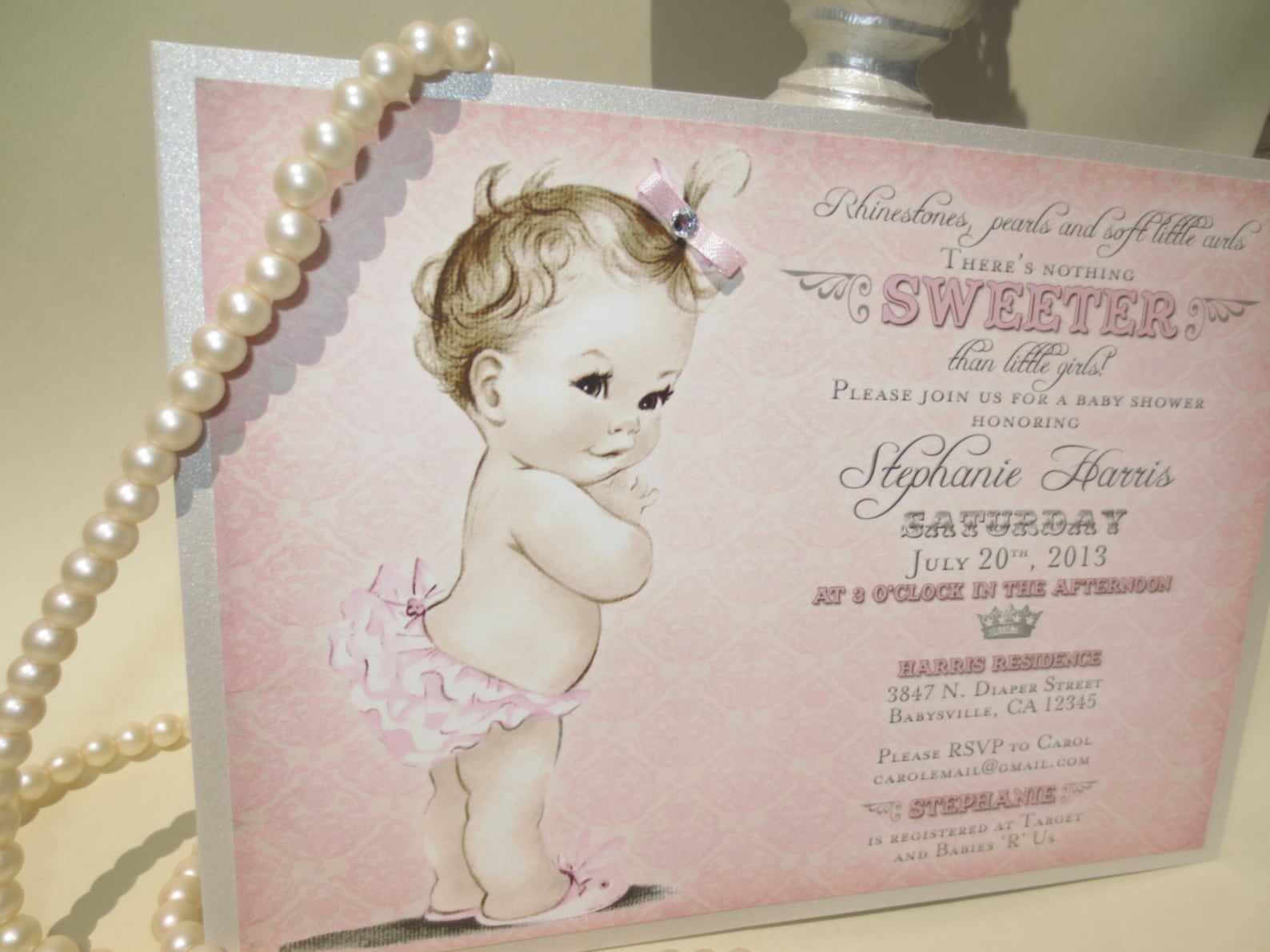 Vintage Baby Shower Invitation for Girl Antique Pink Etsy