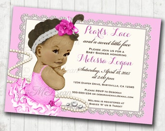 African American Baby Shower Invitation For Girl Princess Pink Baby Girl Invitation - DIY Printable