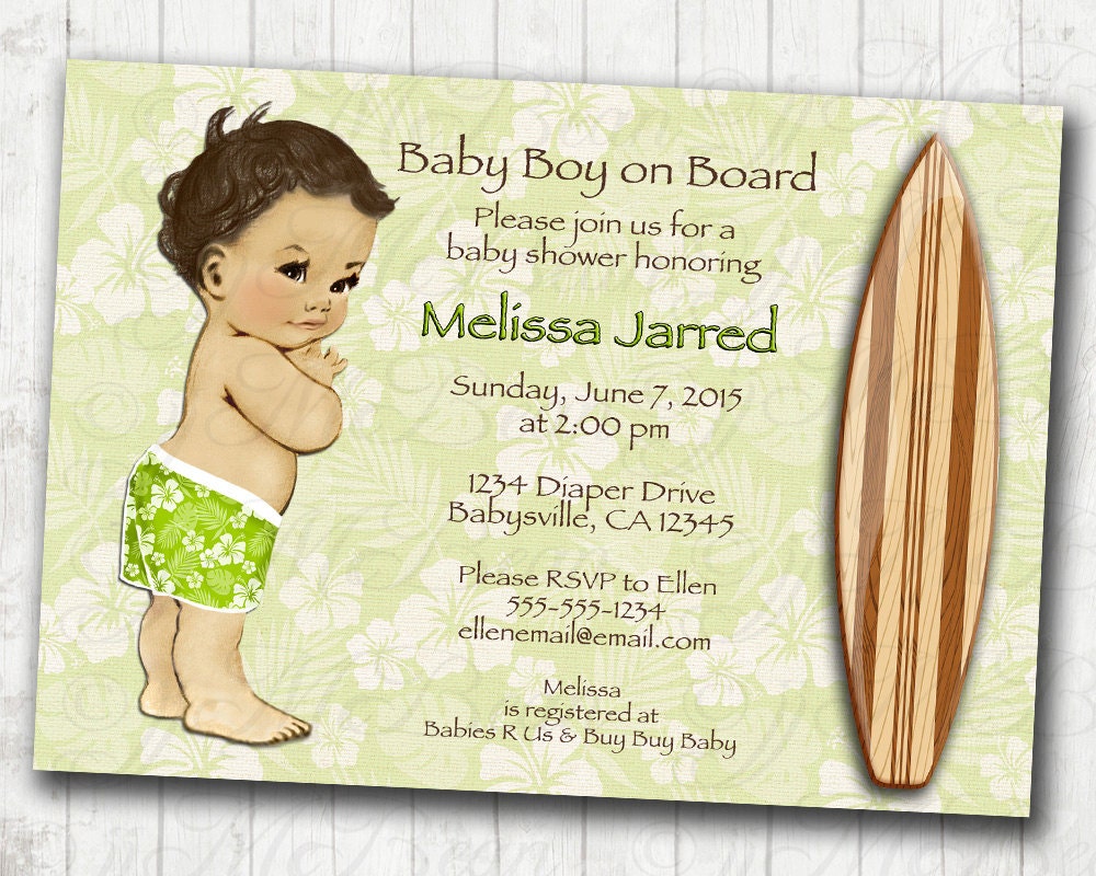 Surf Baby Shower Invitation Hawaiian Baby Shower Invitation Etsy