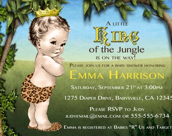 Jungle Baby Shower Invitation King of the Jungle - Jungle Baby Shower Invitation -  DIY Printable