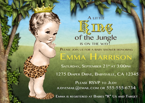 Jungle Baby Shower Invitation King Of The Jungle Jungle Baby Etsy