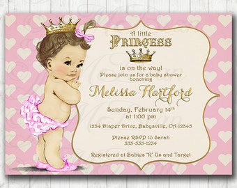 Valentine Baby Shower Invitation - pink and gold Baby Shower Girl  Vintage Baby Shower Invitation For Girl - DIY Printable