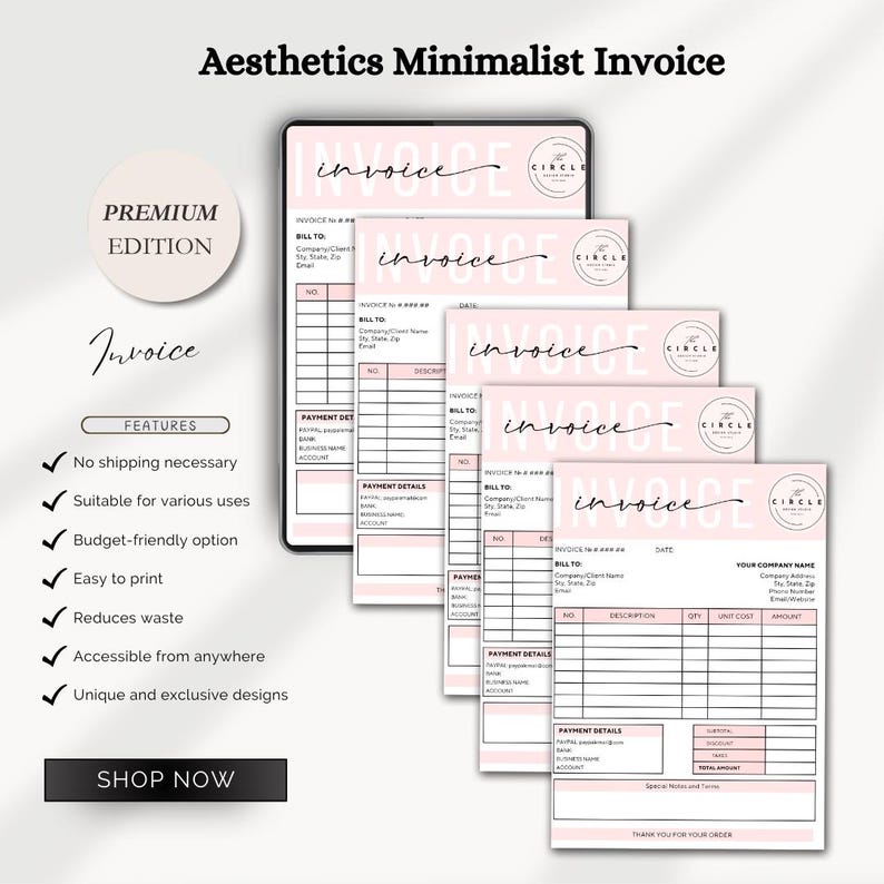 Invoice In Cursive Editable Invoice Template: Printable Small Business Bill (instant ...
