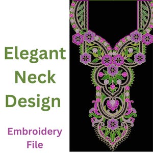 Stickdatei Blumen Hals | Stickdatei | EMB Format für Kleid, Tops | Sofort Download