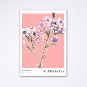 Colorful flower illustration print, abstract botanical wall art, poster, home decor, digital art, wildflowers, Wildflowers 02
