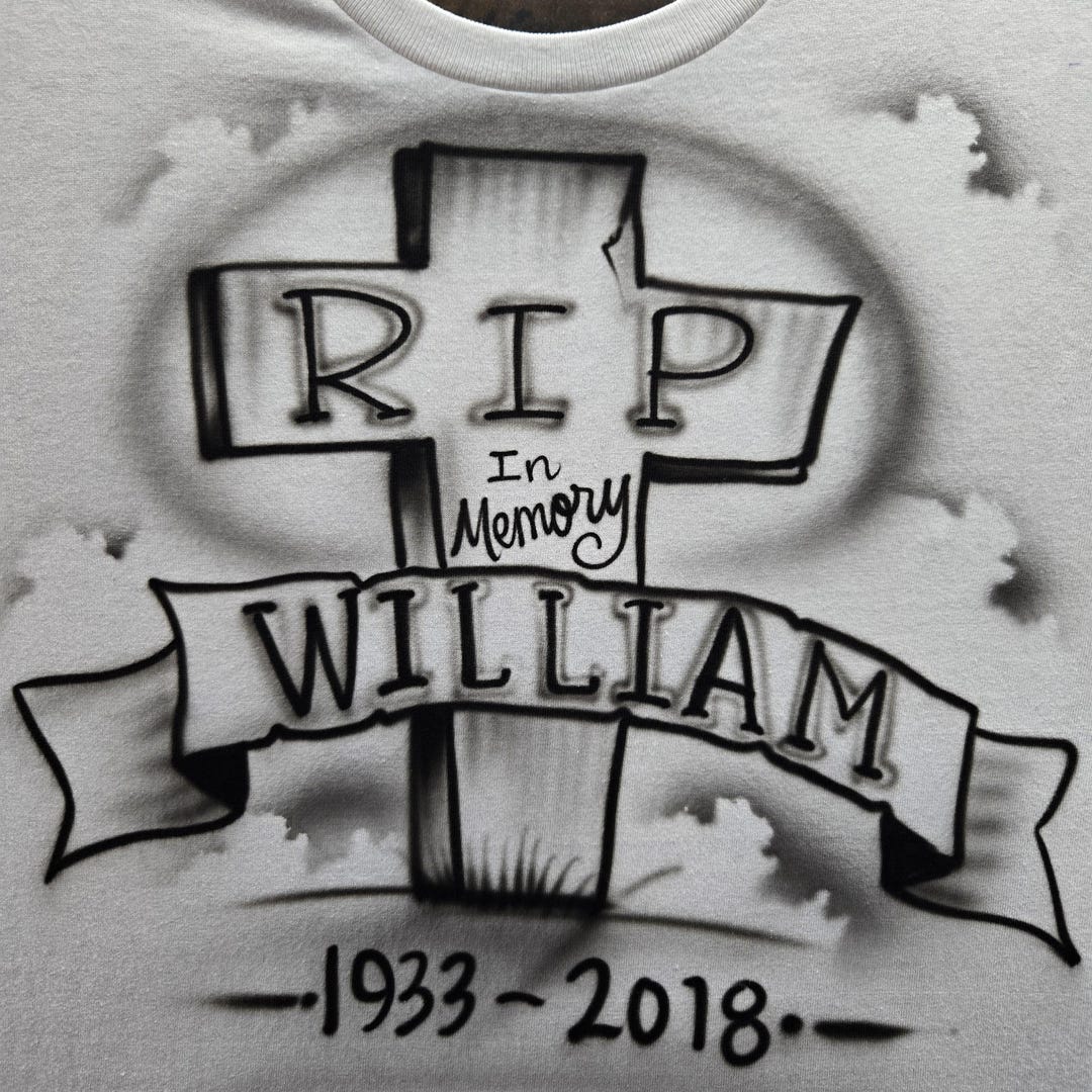 Airbrushed RIP Cross , Memorial With Ribbon and Name, T-shirt, Hoodie ...