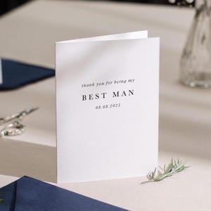 Carte pliée le jour du mariage (d5) - datée sur mesure, merci d'avoir été mon garçon d'honneur au porteur de l'alliance de la mariée avec enveloppe 4,5 x 6,25 po