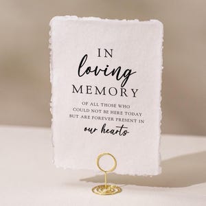 In Loving Memory Sign Deckle Edge Paper (Design 8) - Remembrance Honoring Loved Ones Wedding Ceremony Memorial Signage, Ready to Ship