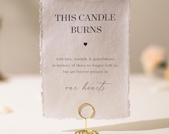 Forever Present in Our Hearts Sign Candle Deckle Edge Paper (Design 9) - Loved Ones Wedding Ceremony Memorial Signage, Ready to Ship
