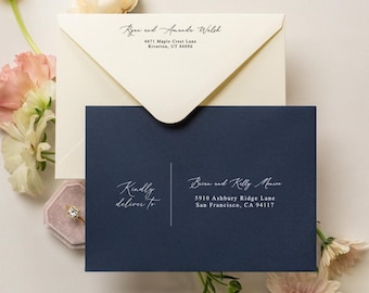 A7 envelope address printing (d6) - Custom Personalized White ink printing or black ink printing wedding guests invitations return addresses