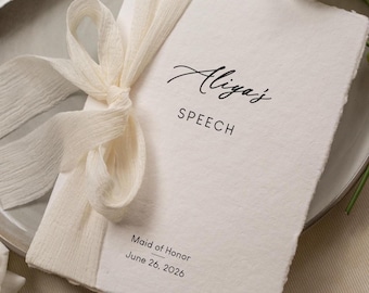 Personalized Deckled Edge Wedding Speech Toast Readings by Booklet (D1) - W/ Ribbon bow for Parents Wedding Party Custom Name Role Date 5x7"
