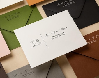 A7 envelope address printing (d6) - Custom Personalized White ink printing or black ink Wedding Invitation Return Envelopes, 5x7