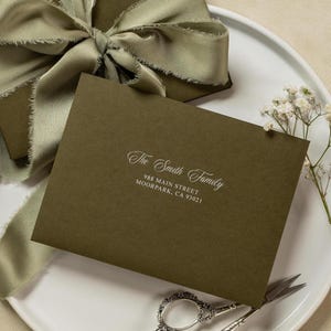 Impression d'adresse d'enveloppes A7 (d2) - avec encre blanche ou vierge faire-part d'invité de mariage personnalisé noir vert marine enveloppes de retour personnalisées