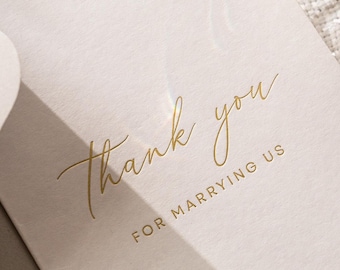 Gold Embossed Folded Card w/ Envelope (TY4) - Thank You for Marrying Us Card for Officiant, Pastor, Minister Appreciation Ceremony Keepsake