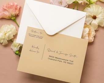 A7 envelope address printing (d7) - with white or blank ink custom wedding guest invitation black navy green return envelopes personalized
