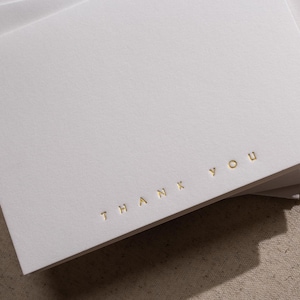 Carte pliée en relief dorée avec enveloppe (TY3) - Carte de remerciement minimaliste estampée en feuille d'or Vierge Mariage Entreprise Soirée client Classique Simple