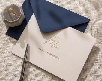 Gold Embossed To My Mom On Our Wedding Day Card w/ Envelope - Ready To Ship Wedding Morning Letter, Mother of the Bride Keepsake Note Gift