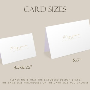 Gold Embossed Folded Card w/ Envelope (Groom) - Wedding Day Card For Groom From Bride Elegant Message Romantic Wedding Morning Gift For Him image 4