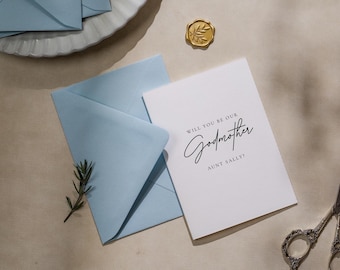 Will you be our? wedding day folded card (d14) - custom personalized name sponsor officiant godparent godmother godfather moh host