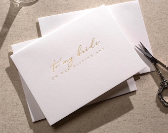 Gold Embossed Folded Card w/ Envelope (Bride) - Classic Wedding Stationery To My Bride On Our Wedding Day Card Letters from The Groom