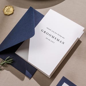 Carte pliée le jour du mariage (d5) - personnalisée Merci d'avoir été mon garçon d'honneur garçon d'honneur femme de la mariée avec enveloppe 4,5 x 6,25 po