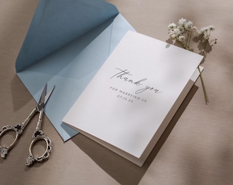 Thank you wedding day folded card (d15) - custom personalized thank you for marrying us card for officiant host priest pastor