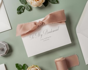 Wedding day folded card w/ ribbon (d3) - thank you cards to family bridal party bridesmaid mom dad mil fil moh parents gift