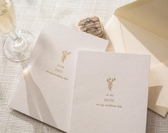 Gold Embossed To My Mom & Dad on My Wedding Day Card Set w/ Envelopes - Set of 2 Ready To Ship Parent Thank You Letter Keepsake