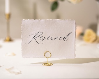 Reserved Sign Deckle Edge Paper (Design 10) - Bride Groom or Family Section Wedding Ceremony Reception Event Decor Signage, Ready to Ship