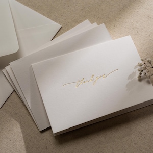 Carte pliée en relief or avec enveloppe (TY1) - 4,5 x 6,25 papeterie minimaliste moderne ensemble lettre de remerciement notes fiançailles mariage douche