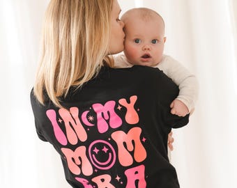 Breastfeeding Top with 'In My Mom Era' Graphic Pink - Organic Cotton, Postpartum Gift