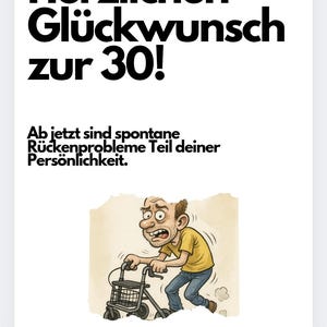 30. Geburtstag Karte, Lustige Geburtstagskarte, Männer & Frauen, Witziger Spruch, Blitzversand