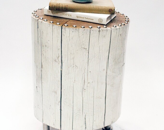 Whitewash Tree Table Reclaimed Beetle Kill Pine Tree Stump Etsy