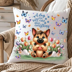 Cute German Shepherd Throw Pillow Puppy Cushion - Dog lover Gift