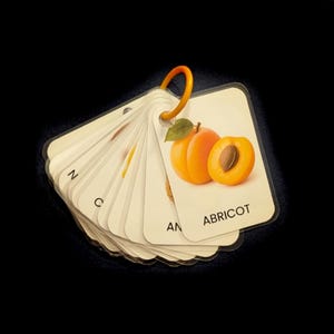 Libro ilustrado de frutas realistas - 20 tarjetas laminadas