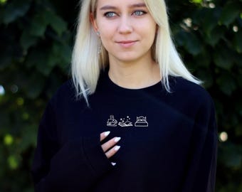 Unisex Black or White Sweatshirt | Minimalist Cozy Pullover | Soft Cotton Blend Crewneck | Casual Everyday Sweater