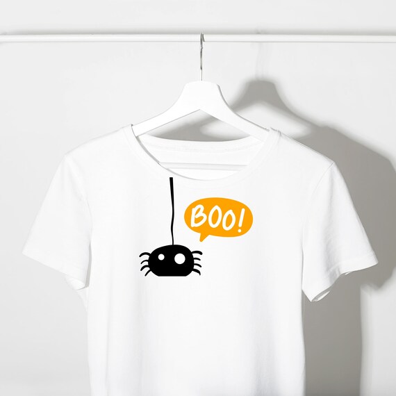 Halloween Spider T-Shirt | Cute Cartoon Spider Tee in Black or White | Funny Unisex Halloween Costume Shirt | Spooky Party Outfit