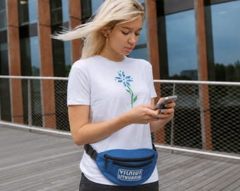 Vilnius Lithuania Fanny Pack, Blue Waist Bag, Adjustable Belt Bag, Travel Crossbody Bag, Festival Hip Bag, Gift from Lithuania