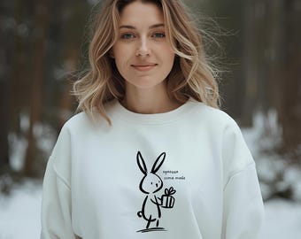 Cute Belarusian Bunny Sweatshirt | Unisex White or Black Crewneck | Cozy SOL'S Spider Sweater | Kawaii Rabbit Print Gift