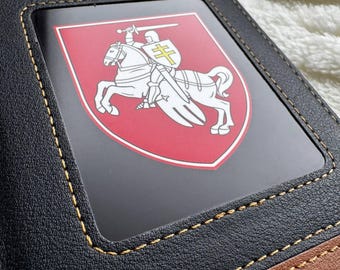 Belarus Passport Cover with Pahonia | Eco Leather Passport Holder | Belarusian Historical Symbol Travel Accessory
