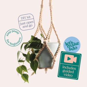 DIY Wooden Bead Plant Hanger Kit: Beginner Craft - Includes Video Tutorial