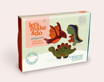 Wooden Dinosaurs Painting Kit: DIY Craft Activity for Kids with Video Tutorial