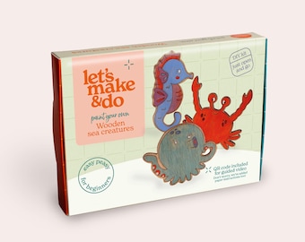 Wooden Sea Creatures Painting Kit: Kids DIY Craft with Video