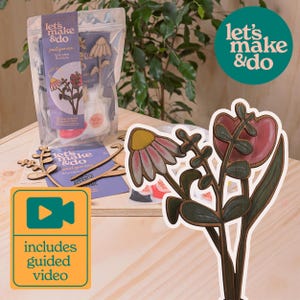 Creative Wooden Flowers Painting Kit for Teens & Adults - DIY Craft Set – Includes Guided Video – Creative Gift Idea – Wooden Craft Activity