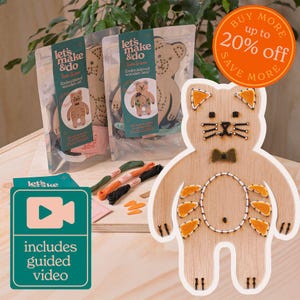 Learn to Sew Cat Kit Bundle – Kids Beginner Hand Sewing Craft – Pre-Cut Holes - Guided Video & Easy Stitching Fun - Kids Gift - Save 20%