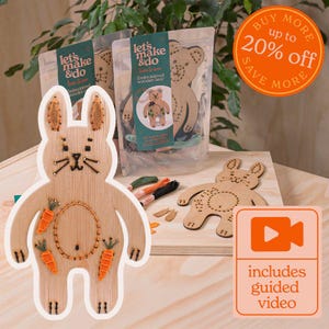Learn to Sew Rabbit Kit Bundle – Kids Beginner Hand Sewing Craft – Pre-Cut Holes, Guided Video & Easy Stitching Fun - Gift Idea - Save 20%