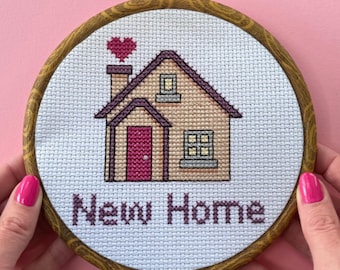 New Home Cross Stitch Pattern PDF | Small Housewarming Gift